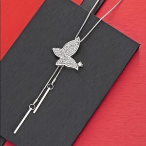 NEW Lariat Silver & Crystal Butterfly Necklace